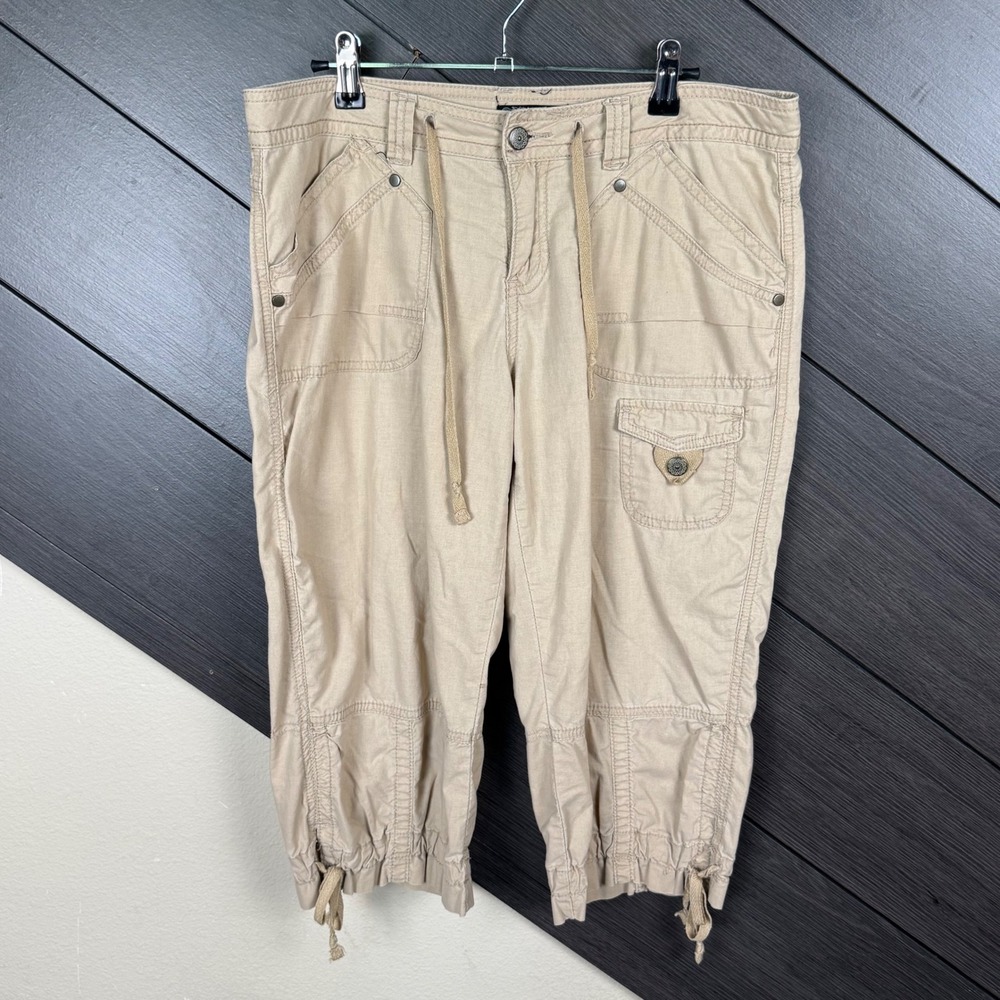 Supplies Women's Cargo Capri Pants Size 8 Beige Drawstring Utility Y2K BOHO